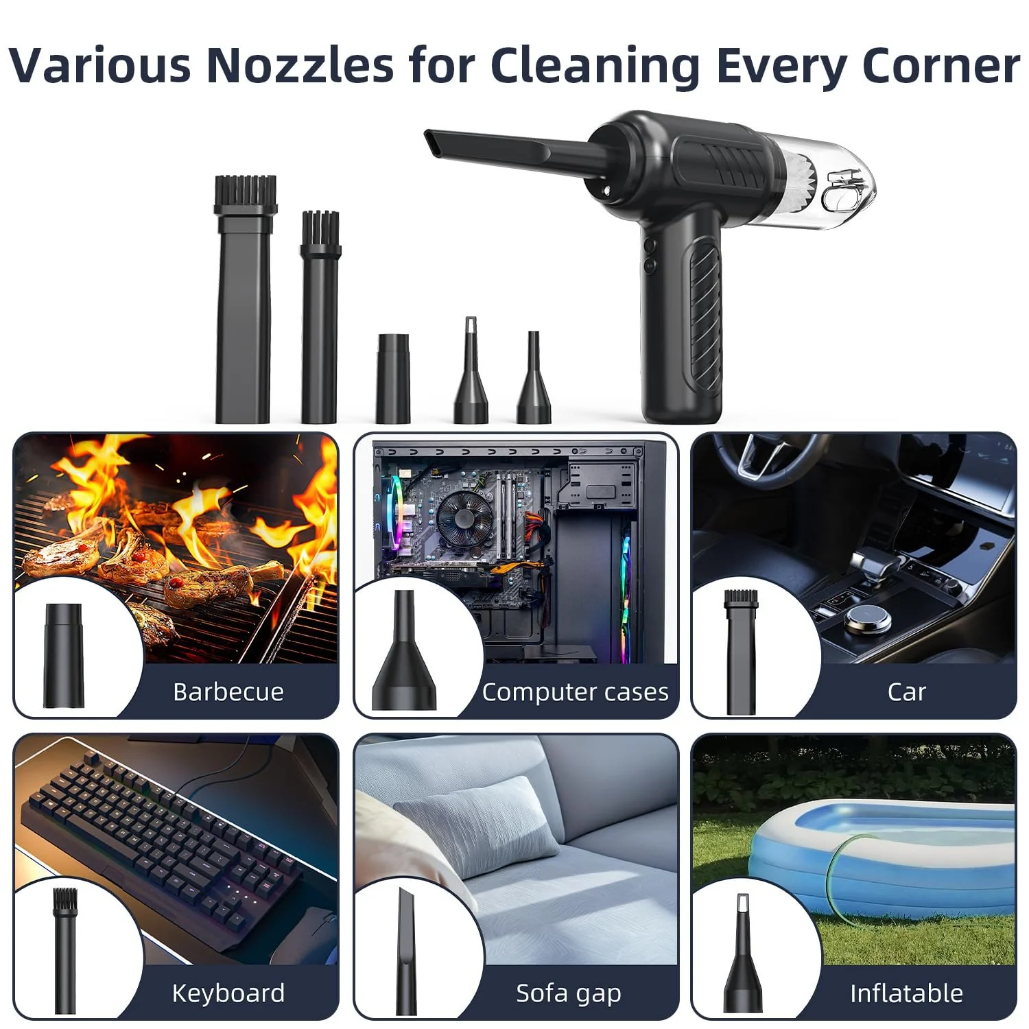 Электрическая воздуходувка VEGREM 110 000 RPM 4000 мАч 2-в-1 14 кПа, фото №6