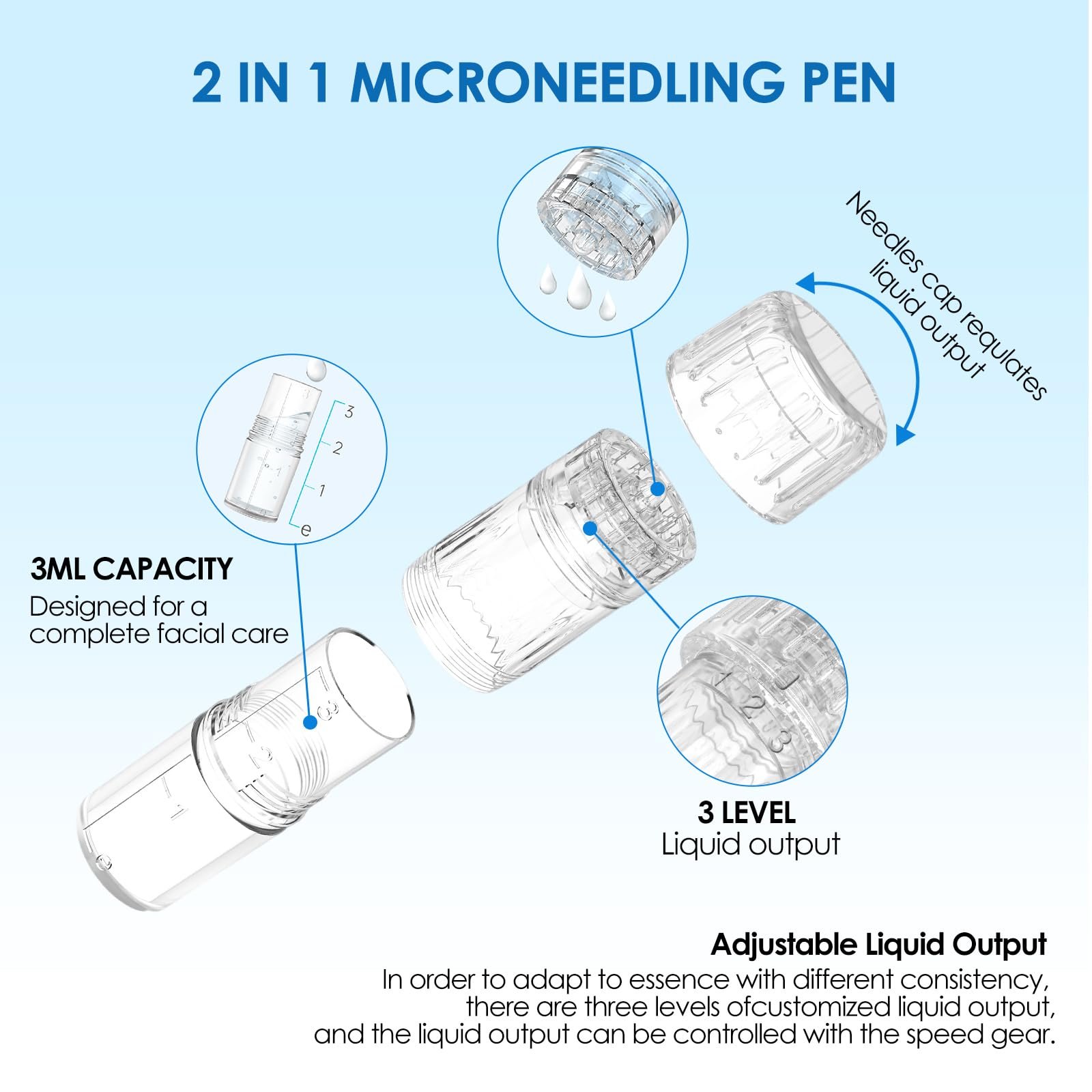 Ручка для микронидлинга Hydra Pen H3 Профессиональный аппликатор сыворотки Micro Needle Machine с 22 сменными насадками Derma Stamp (12 x 12 Pins + 5 x Nano HR + 5 x Nano HS), фото №2