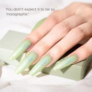 Гель-лак BURANO Holographic, 1 шт., металевий, дзеркальний ефект, срібний гліттер synthetic.ua - Фото 1