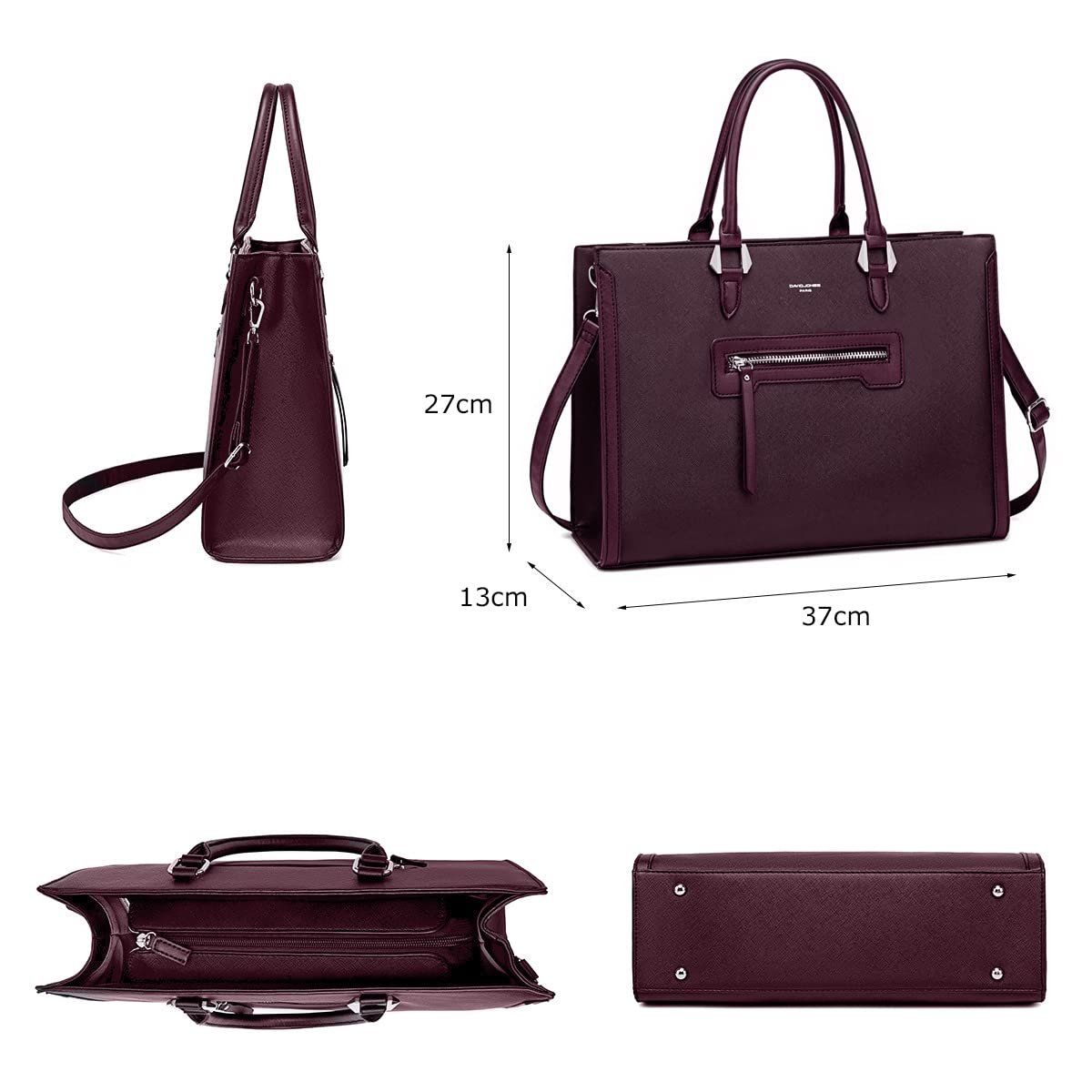 Сумка-шоппер David Jones, большая, с короткими ручками, из полиуретановой кожи, с множеством отделений, красная, фото №6