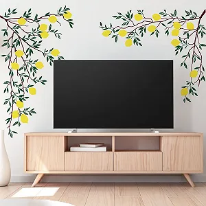 Настінна наклейка Supzone Lemon Tree Lemon Branch Green Leaves synthetic.ua - Фото 1