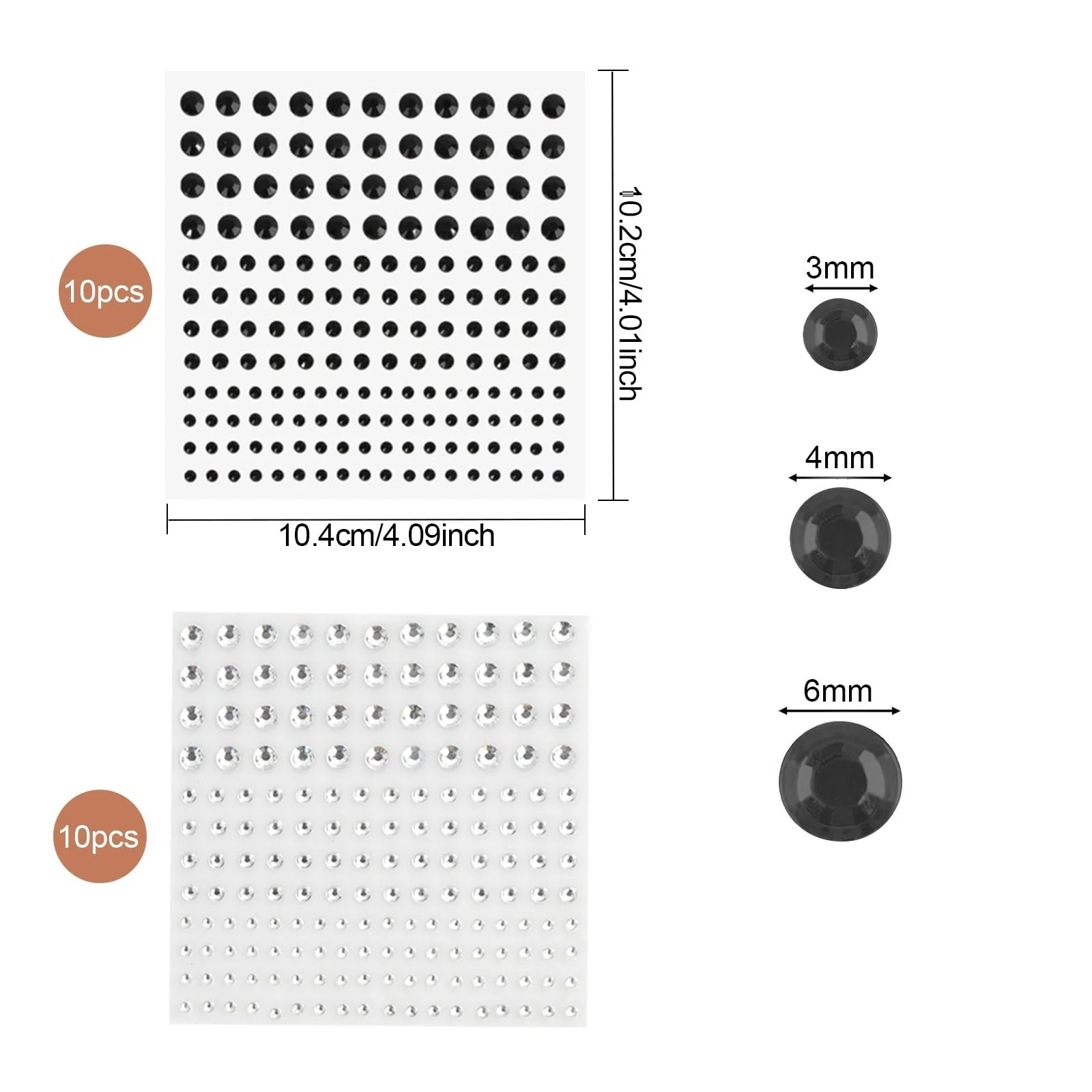 Набор самоклеящихся страз 3440 шт., 1720 круглых серебряных страз и 1720 черных блестящих драгоценных камней, 3/4/6 мм акриловых драгоценных камней для приклеивания, блестящие камни для украшения лица/ногтей/поделок, фото №6 Набор самоклеящихся страз 3440 шт., 1720 круглых серебряных страз и 1720 черных блестящих драгоценных камней, 3/4/6 мм акриловых драгоценных камней для приклеивания, блестящие камни для украшения лица/ногтей/поделок, фото №6