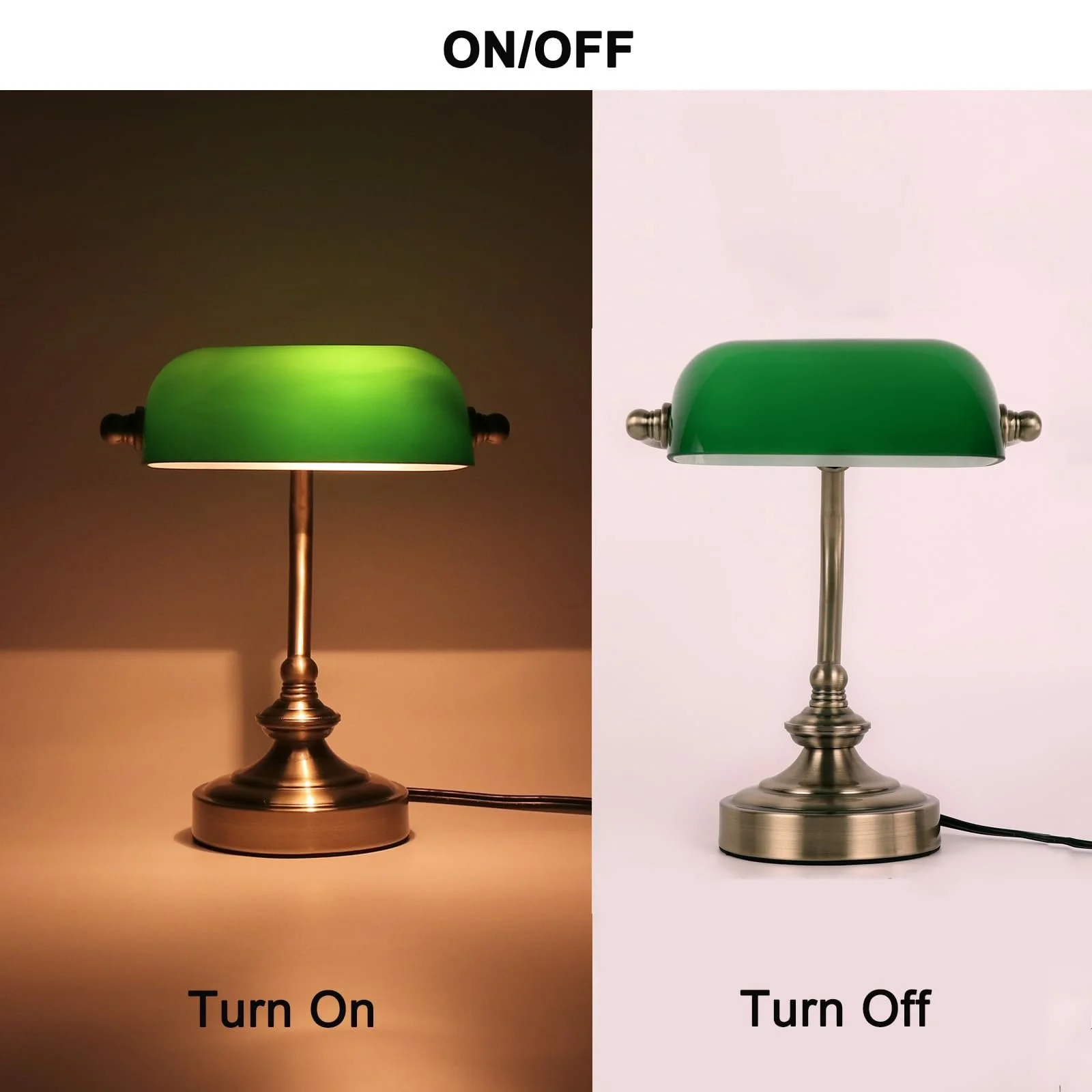 Настільна лампа FIRVRE Ретро Мала Банківська G9 Зелена Бронза, фото №4