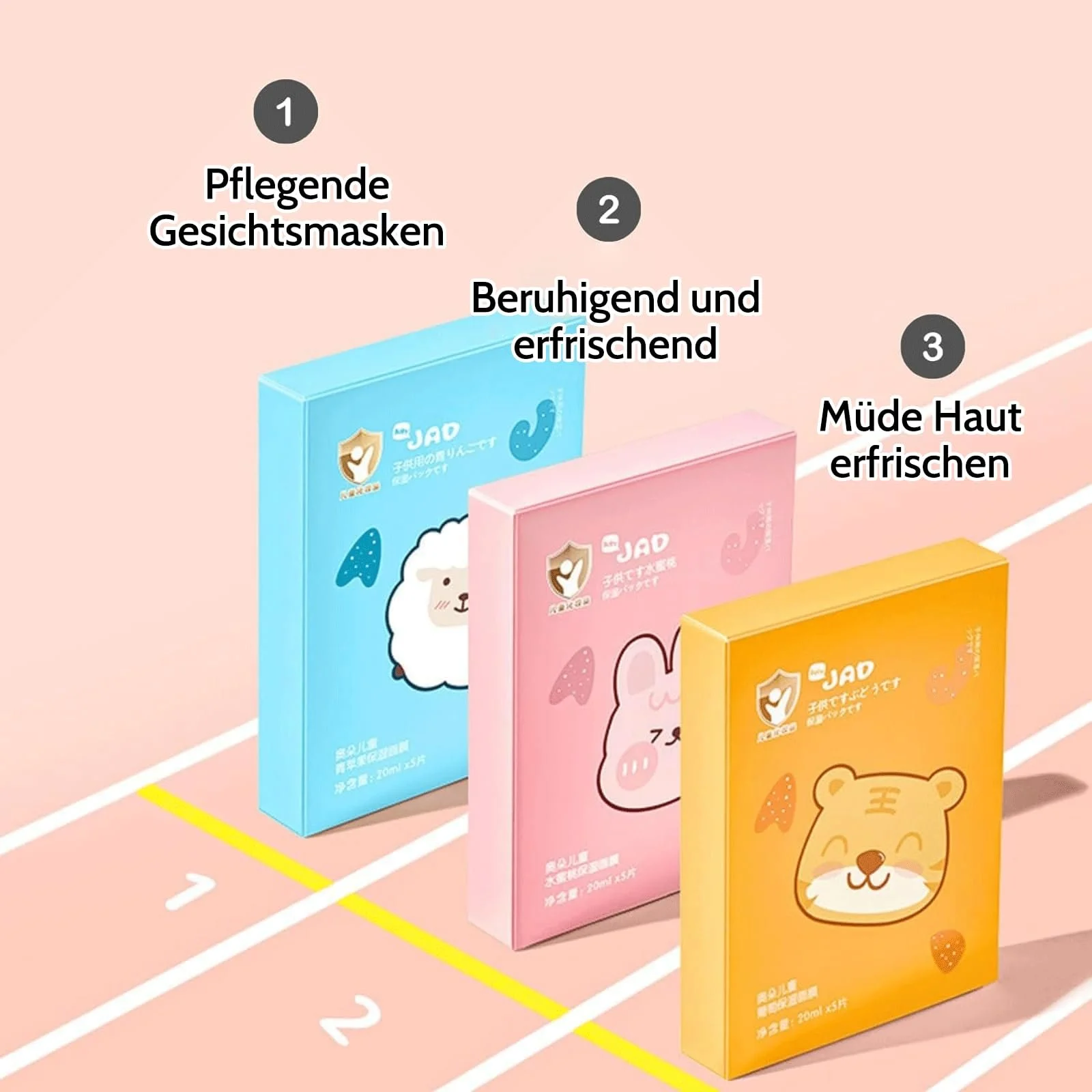 Тканинна маска Shefave Animal Cute Painted для обличчя, Догляд за шкірою, 5 штук, Живильна, фото №3