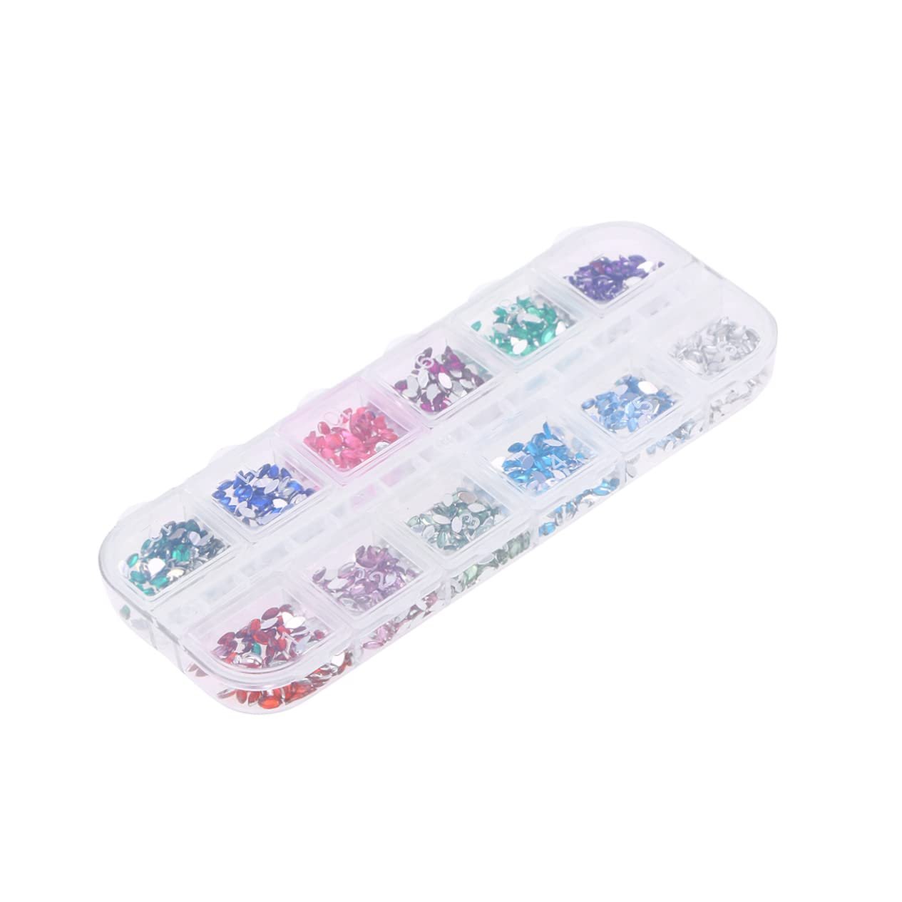 Стразы для ногтей 1 коробка 12 цветных стразов Блестящие кристаллы для ногтей Стразы для ногтей Самоцветы Маникюрная смола Дрель для ногтей, фото №1