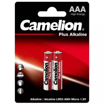 Батарейка Camelion AAA LR03/2BL Plus Alkaline (LR03-BP2), фото №1