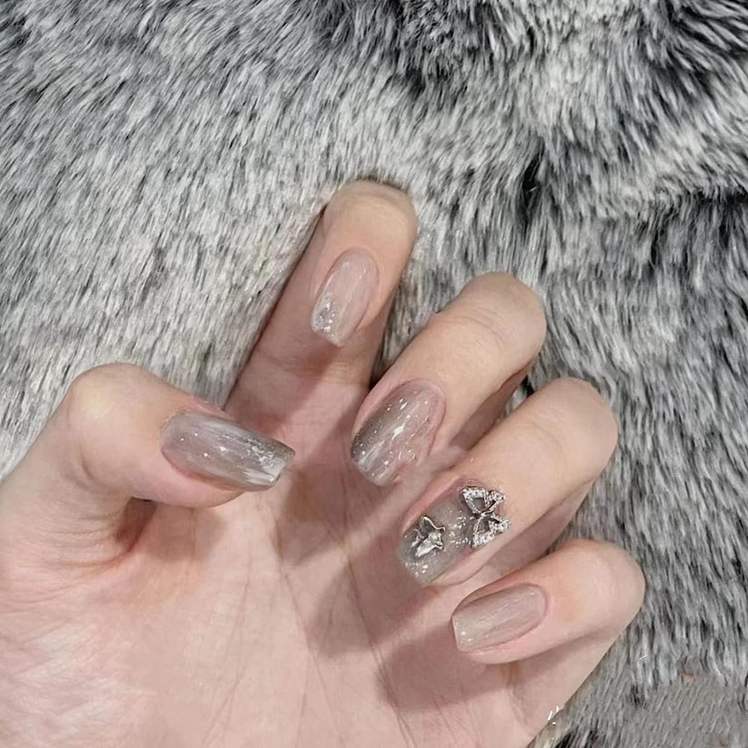 3D Стразы для ногтей Бабочка 20 шт Серебристый, фото №3