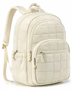 Рюкзак для ноутбука bagsmart Women's 15.6" стьобаний водостійкий Beige - Фото 1