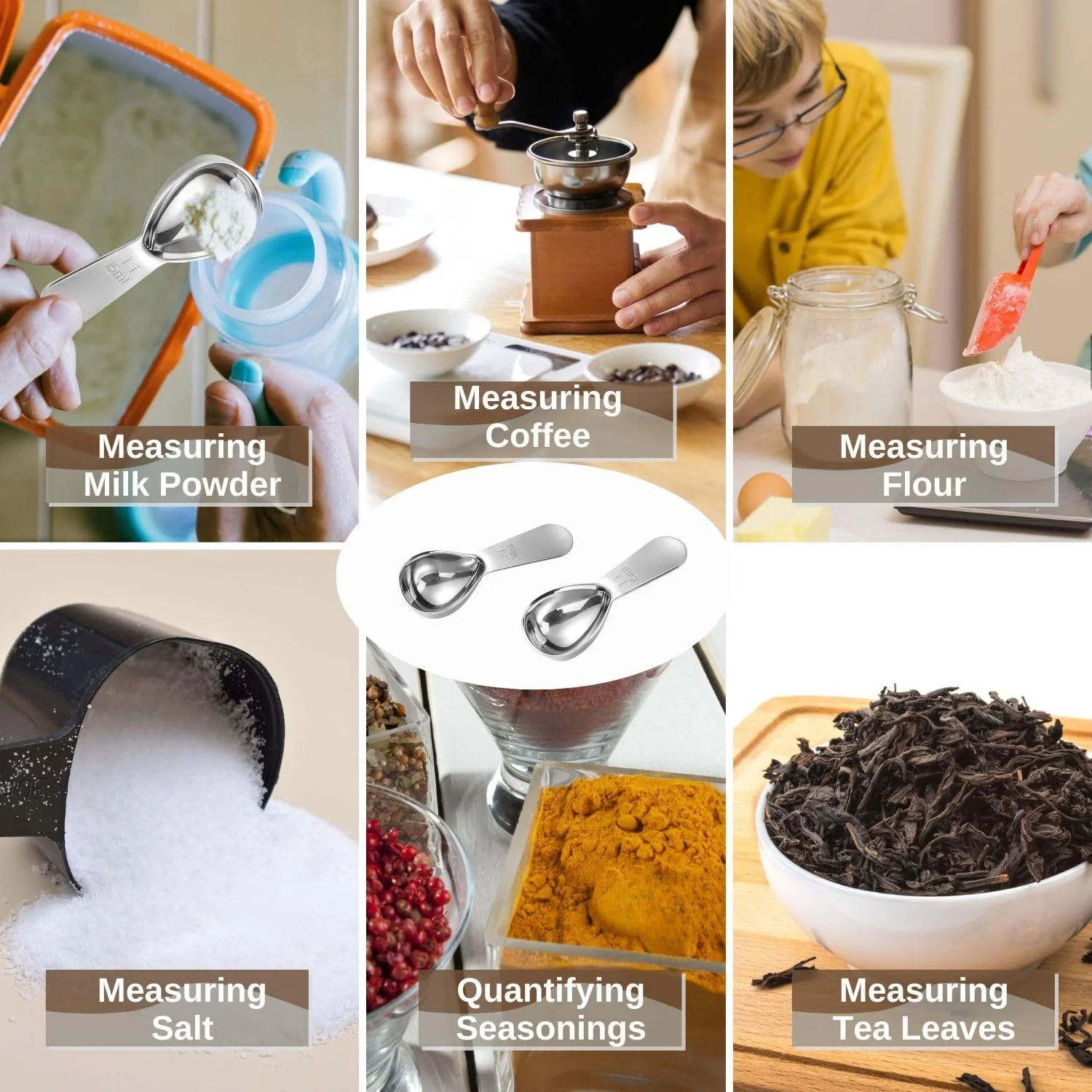 Мірні ложки для кави з нержавіючої сталі, 2 шт (30 мл + 15 мл), фото №7