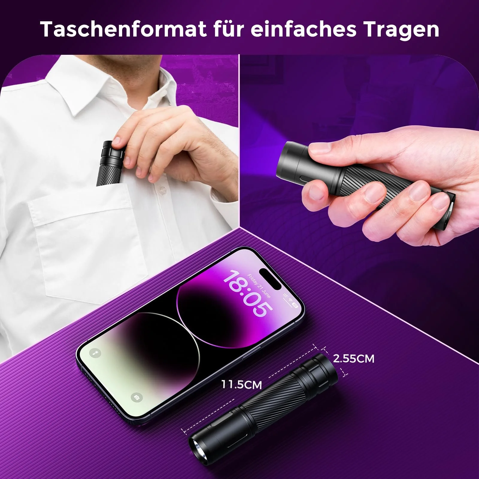 Ліхтар GEARLITE LED UV Black Light Акумуляторний Міні Ультрафіолетовий 395 нм, фото №4