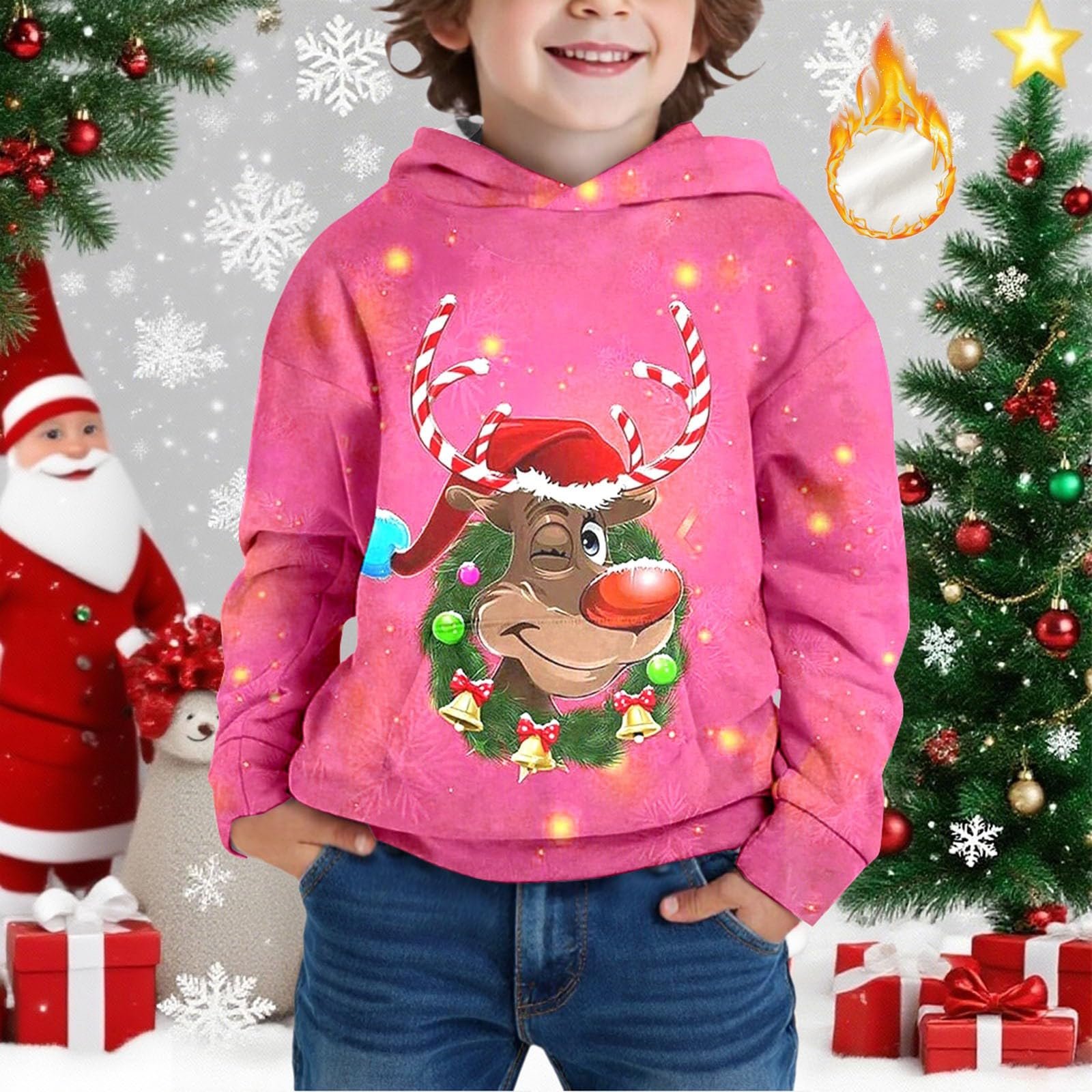 Худі Generisch Різдвяний для дітей, хлопчиків, флісовий, фото №3