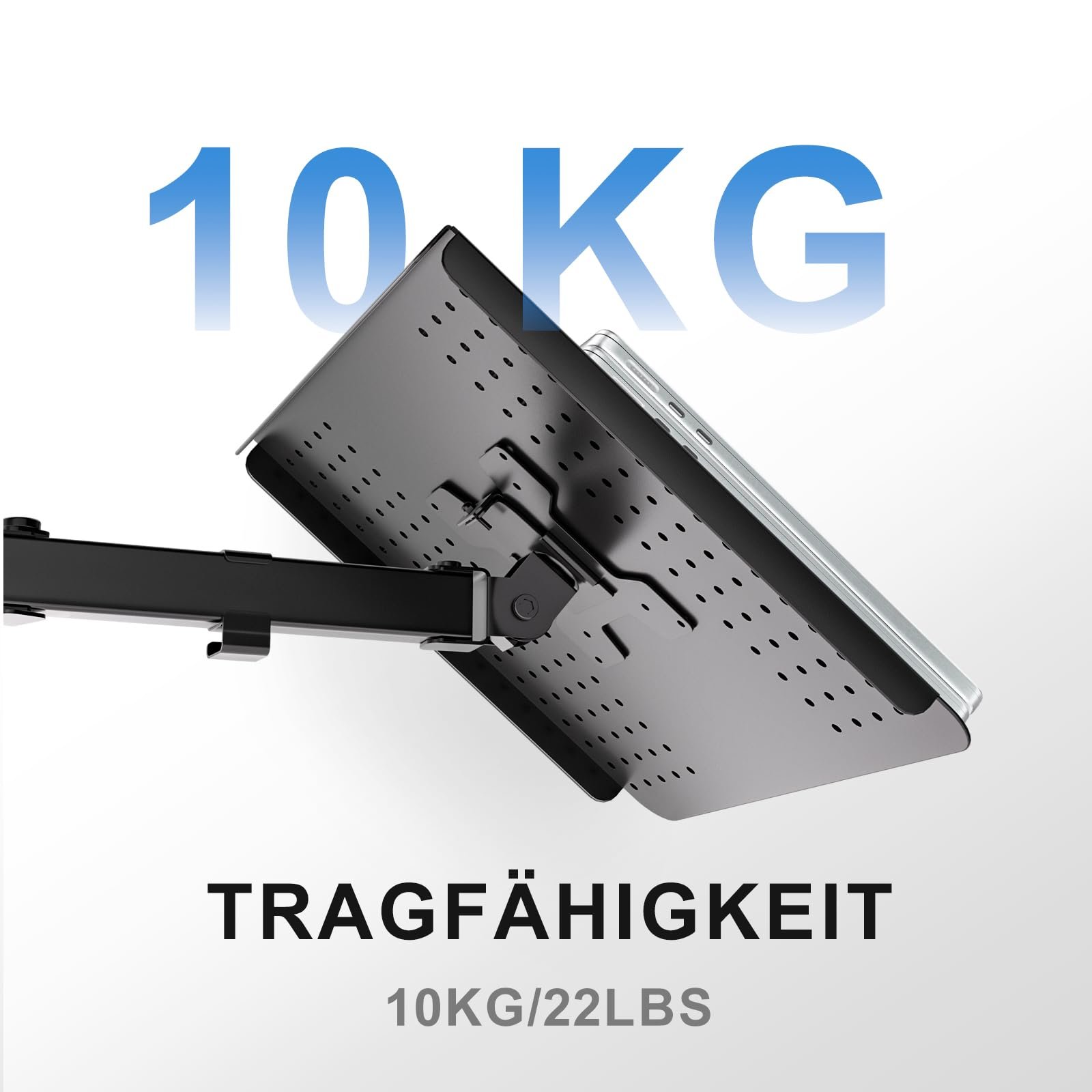 Тримач для ноутбука WALI для столу до 17 дюймів, регульований, вентильована платформа, 10 кг, чорний, фото №3 Тримач для ноутбука WALI для столу до 17 дюймів, регульований, вентильована платформа, 10 кг, чорний, фото №3