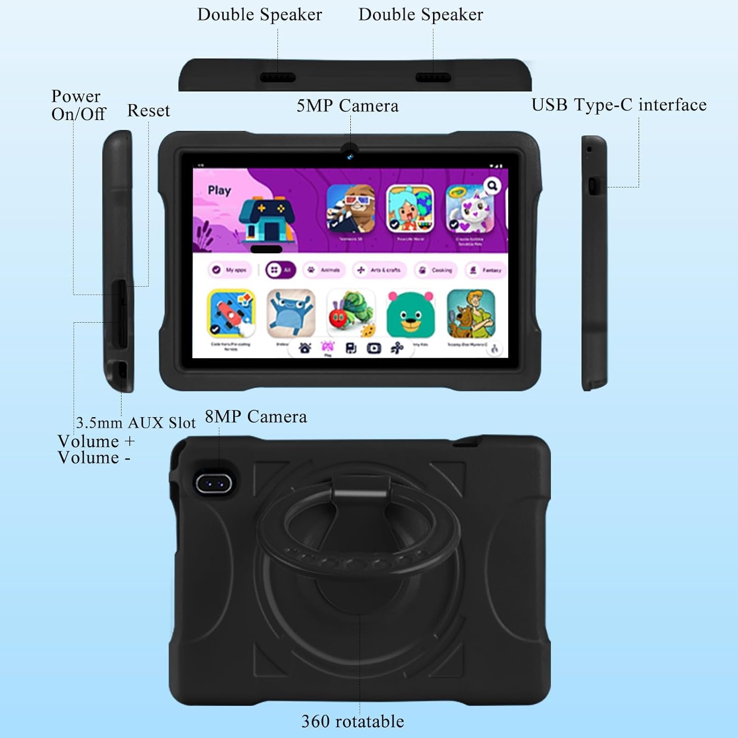 Планшет 10.1" Jusyea J5 6+6/128Gb 8 ядер Android 13 6000 мАч черный, фото №8