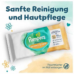 Влажные салфетки Pampers Harmonie Protect & Care, 9 упаковок по 44 салфетки (396 штук) synthetic.ua - Фото 1