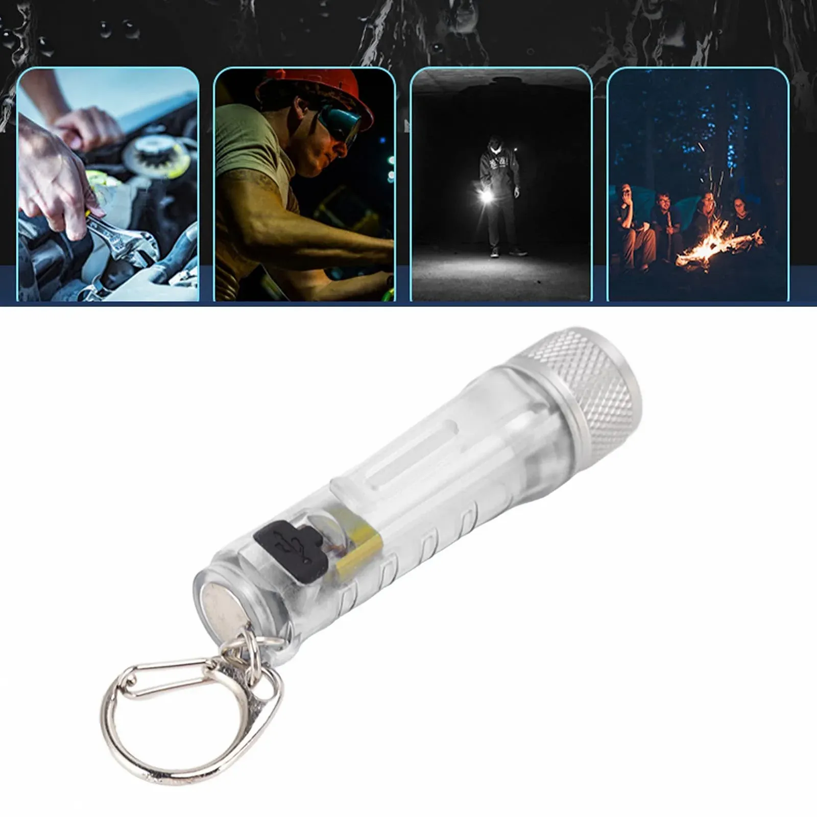 Ліхтарик-брелок LED Hyuduo Міні 3 режими освітлення для кемпінгу, походів Нержавіюча сталь Портативний (Прозорий), фото №9 Ліхтарик-брелок LED Hyuduo Міні 3 режими освітлення для кемпінгу, походів Нержавіюча сталь Портативний (Прозорий), фото №9
