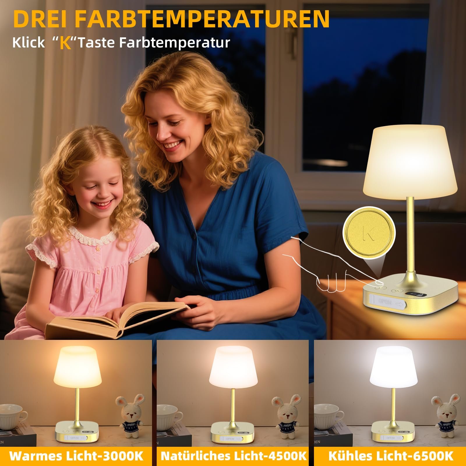 Настільна лампа Акумуляторна USB/Type-C 8000 мАг IP55 LED Бездротова Портативна, фото №7