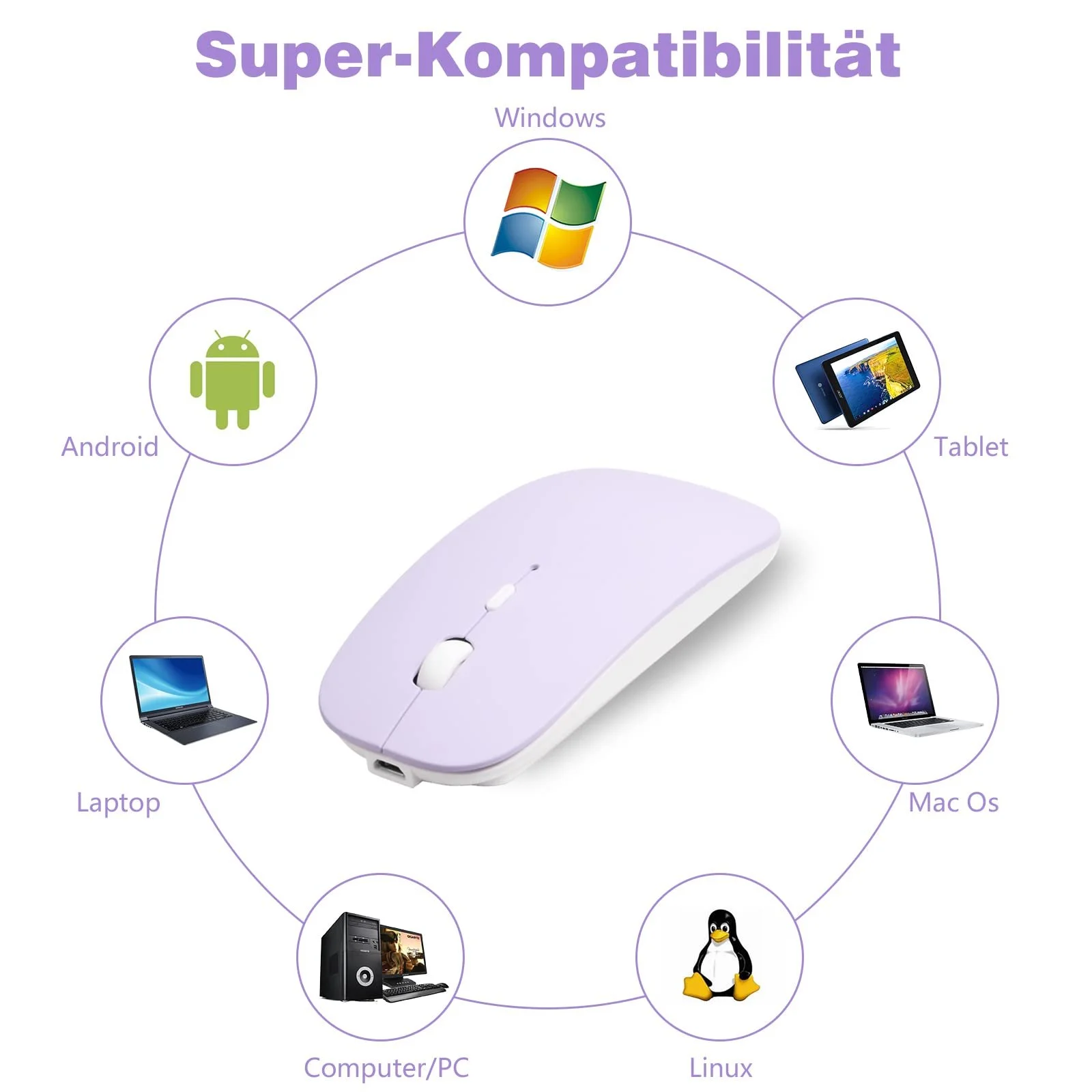 Мышь Bluetooth ANEWISH Purple, фото №5 Мышь Bluetooth ANEWISH Purple, фото №5