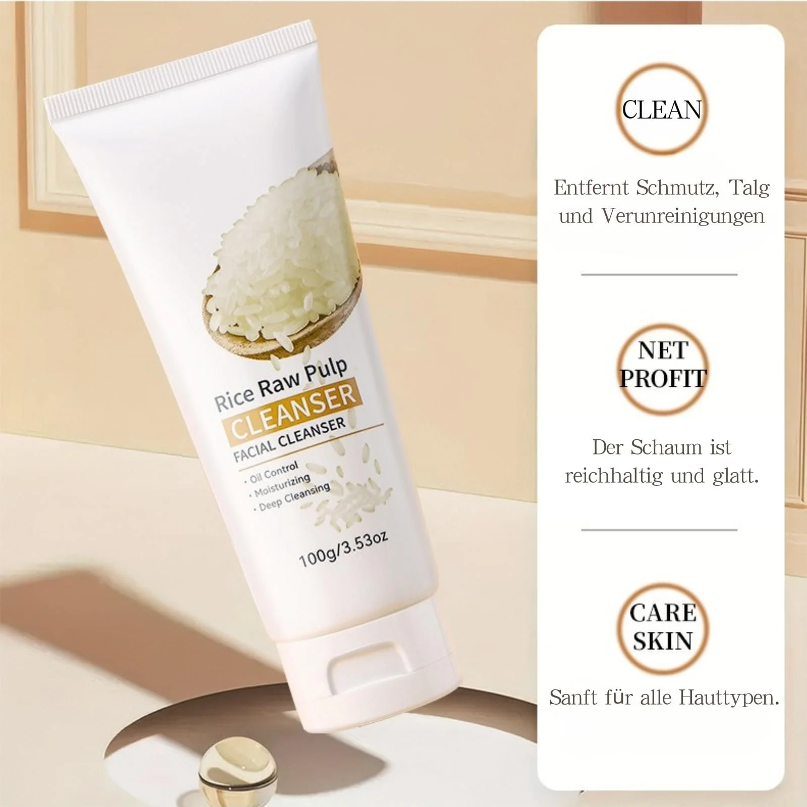 Очисник для обличчя Рисова вода Глибоке очищення пір, М'яке відлущення, Зволоження, фото №3