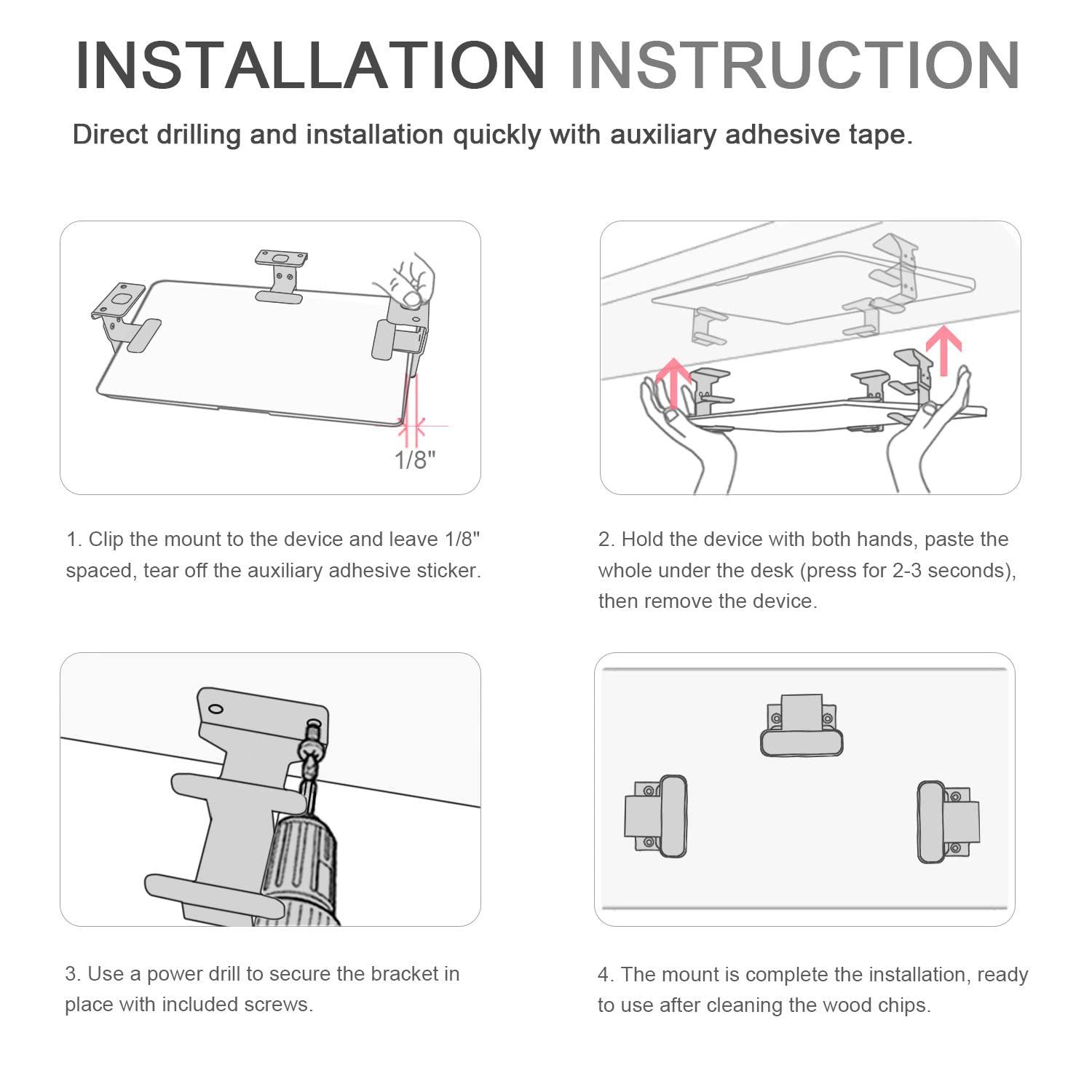 Подставка для ноутбука JEMACHE Aluminium 2-Layer Underdesk Bracket Shelf Holder Black, фото №7 Подставка для ноутбука JEMACHE Aluminium 2-Layer Underdesk Bracket Shelf Holder Black, фото №7
