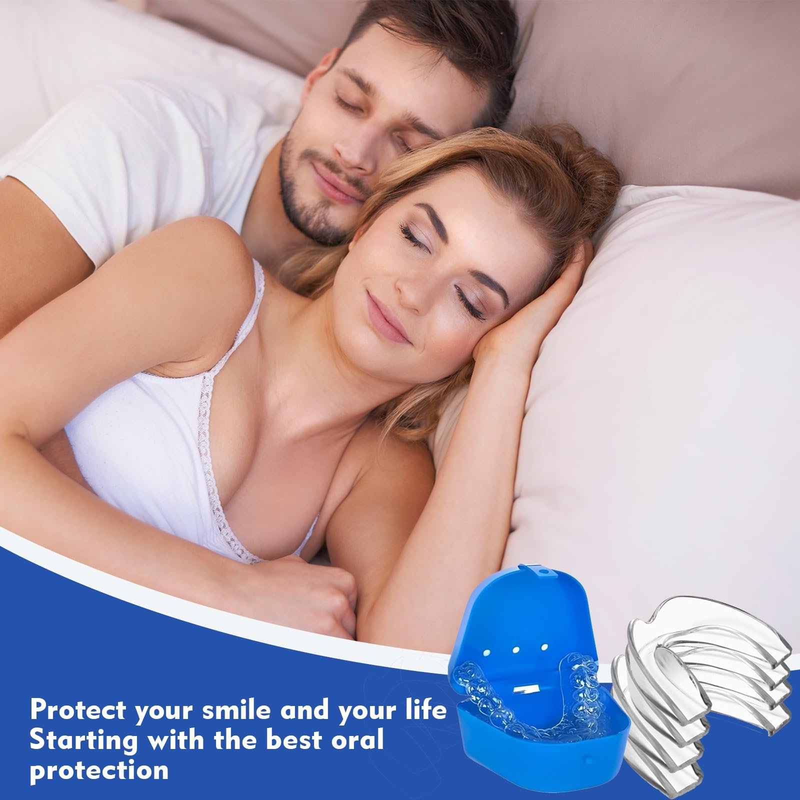 Капа от бруксизма, набор 4 шт, многоразовая, для уменьшения скрежета зубами, эффективно останавливает храп и кусание ночью., фото №6