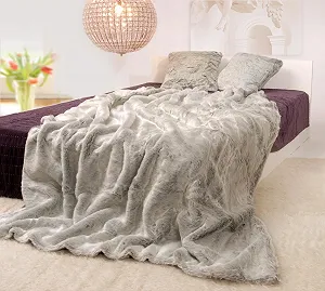 Меховое Одеяло Искусственный Мех Покрывало Серебряная Лиса 150 x 200 см - Фото 1