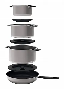 Каструля KUHN RIKON Smart & Compact 3 л / 20 см із нержавіючої сталі з магнітною кришкою для всіх типів плит synthetic.ua - Фото 1