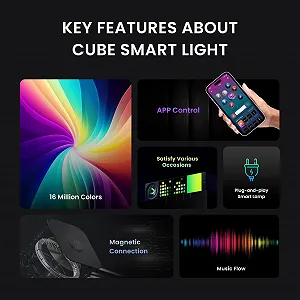 Умная настольная лампа Yeelight Cube Wi-Fi/Bluetooth Black synthetic.ua - Фото 1