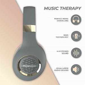 Навушники PowerLocus Bluetooth Over Ear Hi-Fi Стерео Глибокий Бас Асфальтовий Сірий synthetic.ua - Фото 1