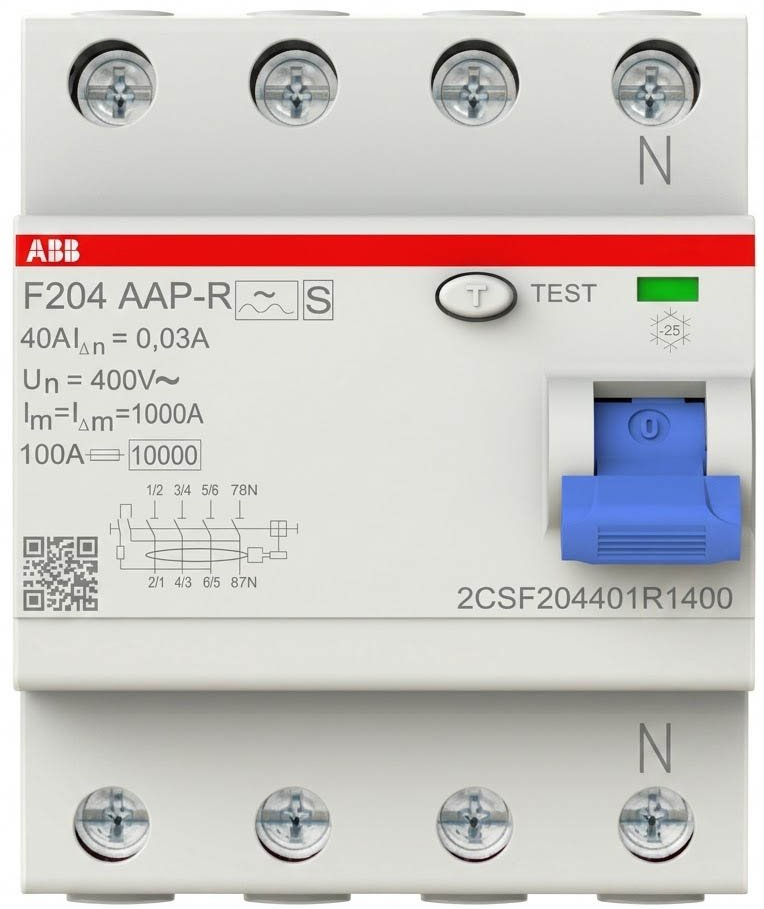 Автоматичний вимикач диференційного струму ABB F204 A-40/0.03 AP-R / 4P / Тип A / 30мА / 40A, фото №3