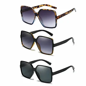 Солнцезащитные очки Прямоугольные Женские Черный / Черепаховый / Черный, 3 шт - Фото 1