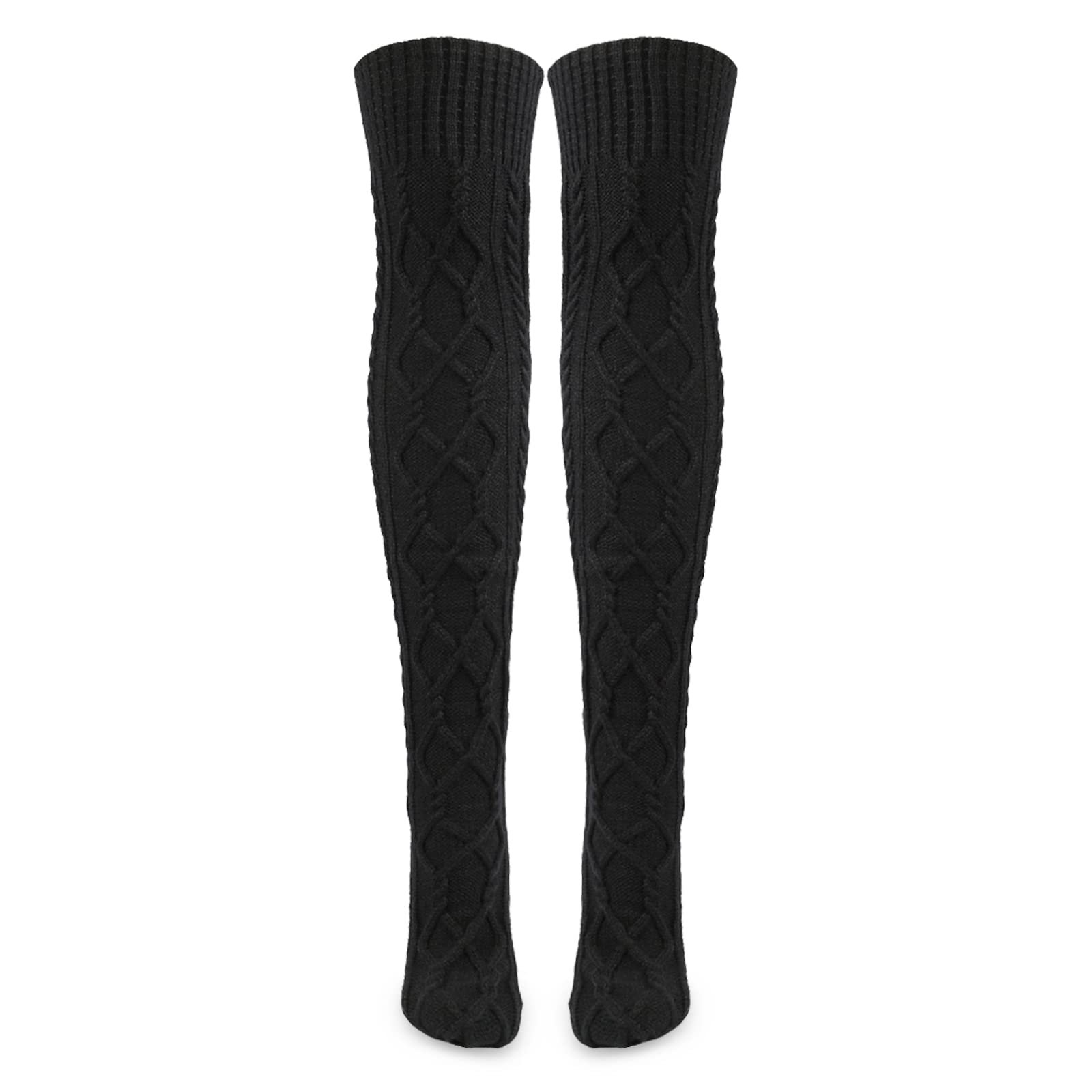 Высокие носки LittleForBig для девочек в стиле школьной формы, очень длинные вязаные чулки с кабелем, фото №1