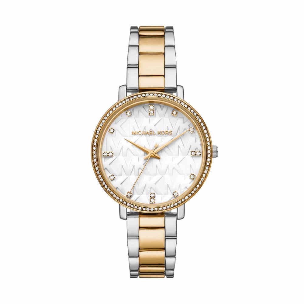 Женские часы Michael Kors Pyper 38 мм, серебристый и золотой тон, браслет, фото №1 Женские часы Michael Kors Pyper 38 мм, серебристый и золотой тон, браслет, фото №1