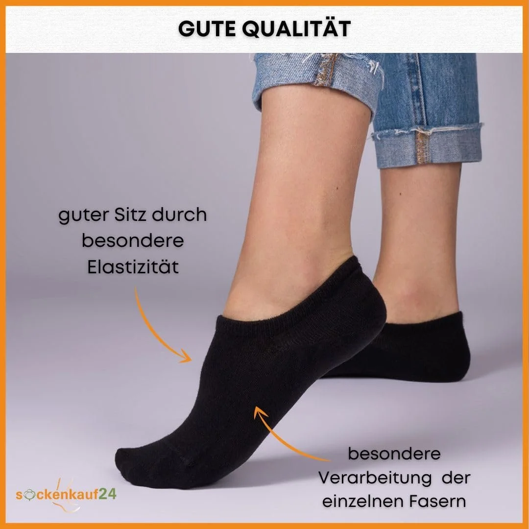 Носки sockenkauf24, 10 пар, для мужчин и женщин, невидимые спортивные носки из дышащего гребенного хлопка с силиконовой накладкой для предотвращения скольжения, фото №4