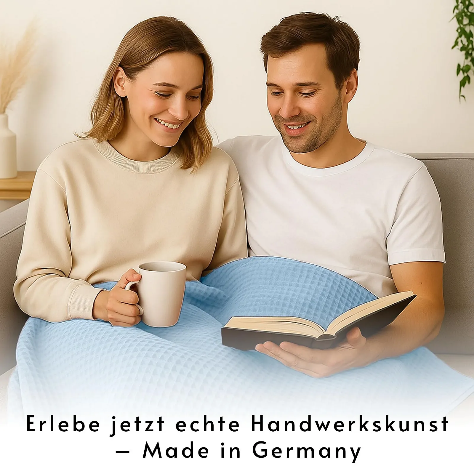 Покрывало Chambry 135 x 200 см, вафельная структура, 100% хлопок, голубой, фото №6