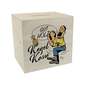 Скарбничка Kegelkasse Wood White Skittles Player Motif дерев'яна для боулінгу - Фото 1