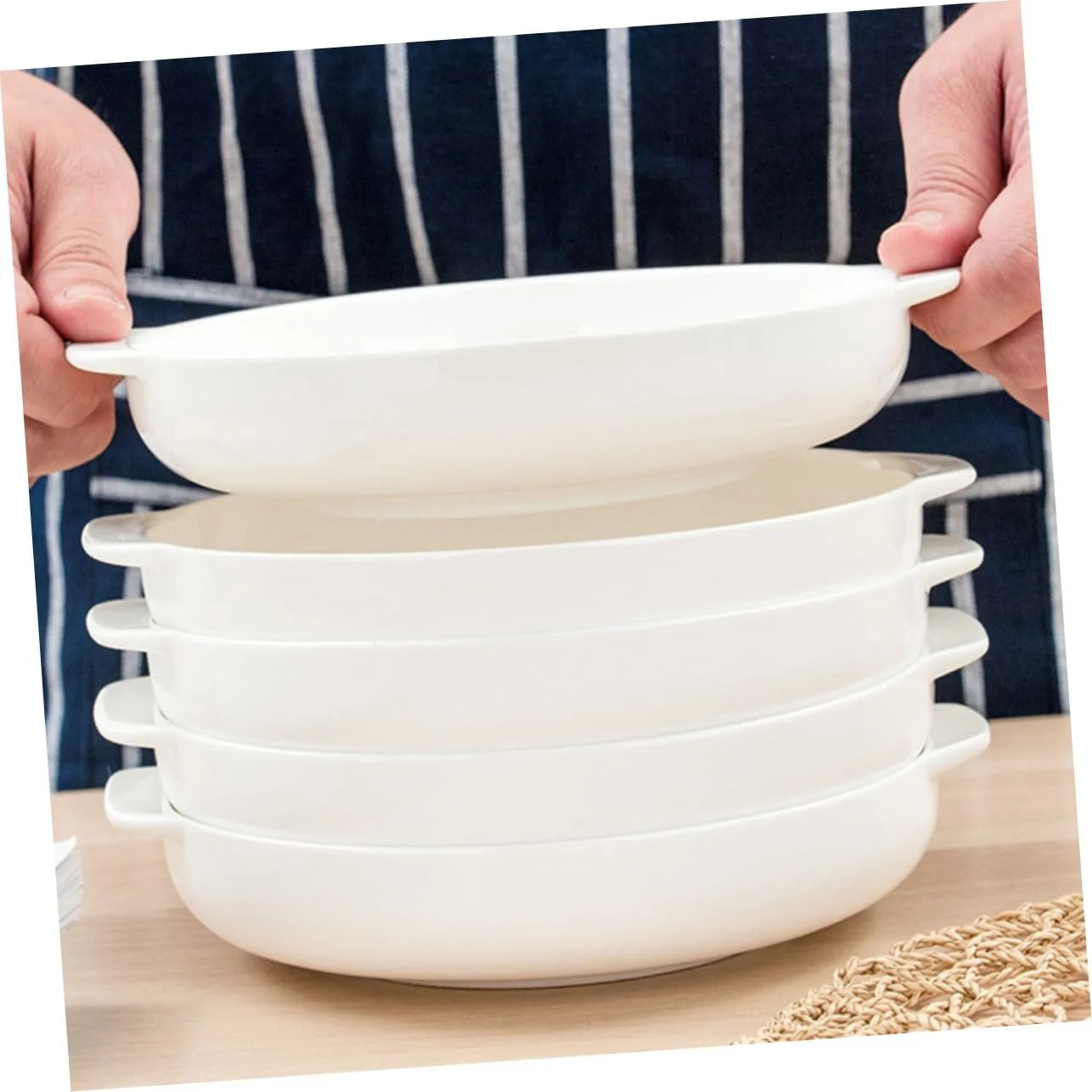 Форма для запікання SOLUSTRE керамічна кругла з двома ручками Біла, фото №9