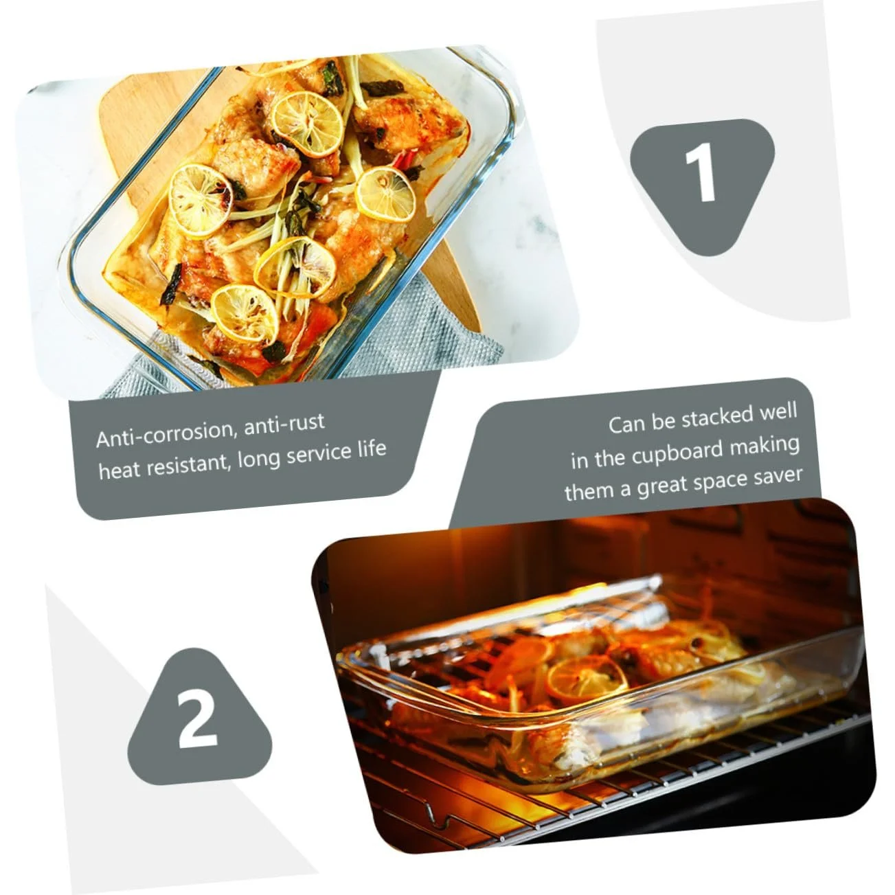 Форма для запікання VALICLUD прямокутна скляна з 2 ручками, фото №3 Форма для запікання VALICLUD прямокутна скляна з 2 ручками, фото №3