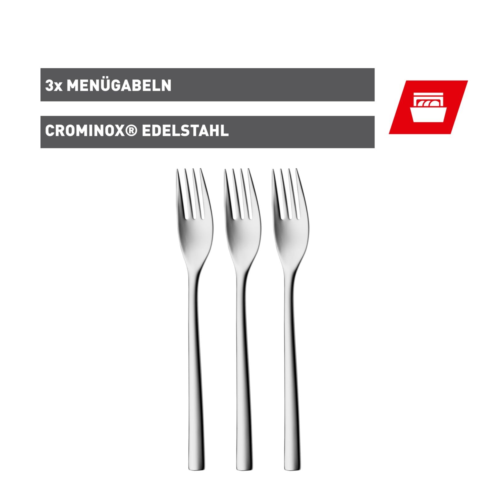 Вилка обеденная Silit Trend 21 см, набор 3 шт, полированная нержавеющая сталь, фото №2 Вилка обеденная Silit Trend 21 см, набор 3 шт, полированная нержавеющая сталь, фото №2