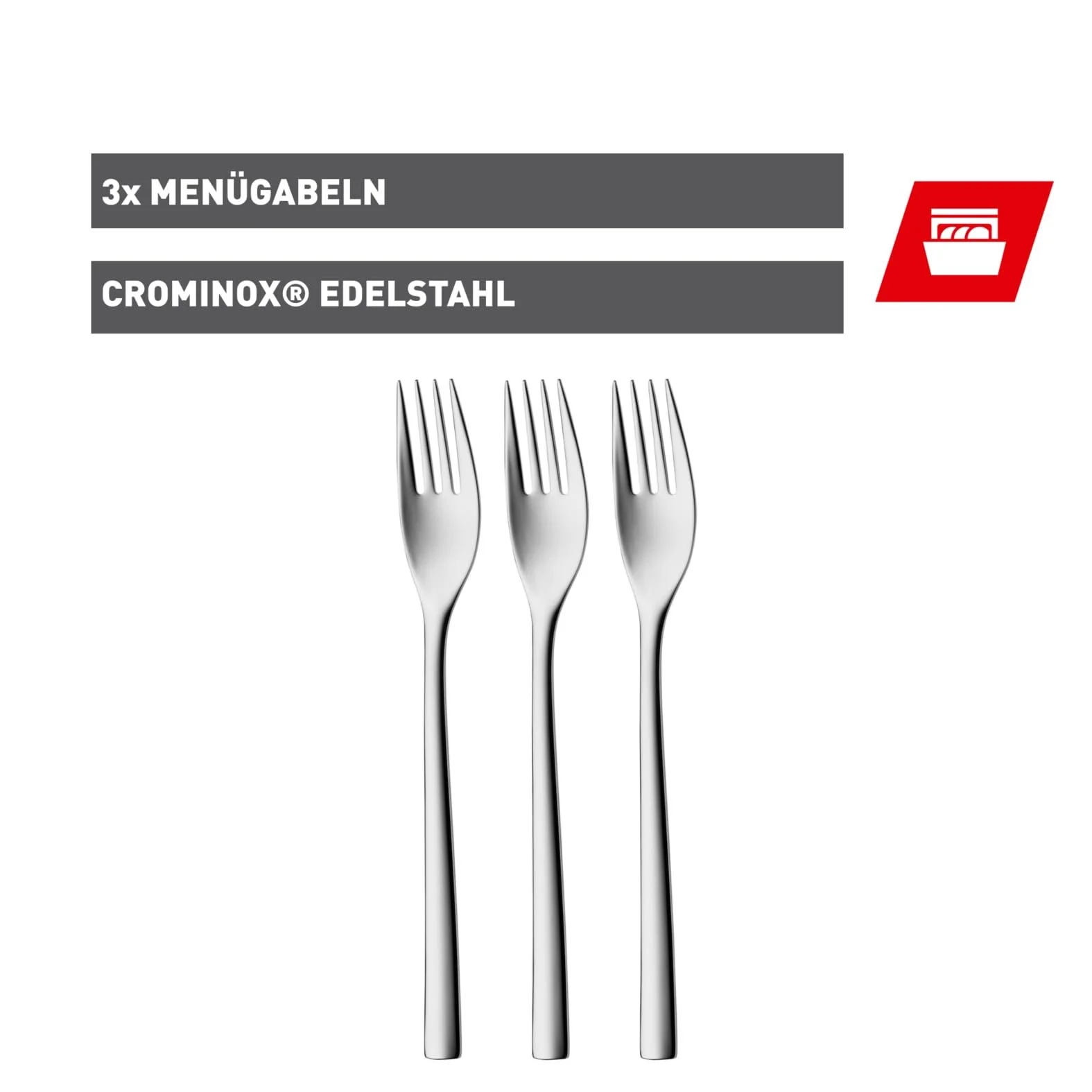 Вилка обідня Silit Trend 21 см, набір 3 шт, полірована нержавіюча сталь, фото №2