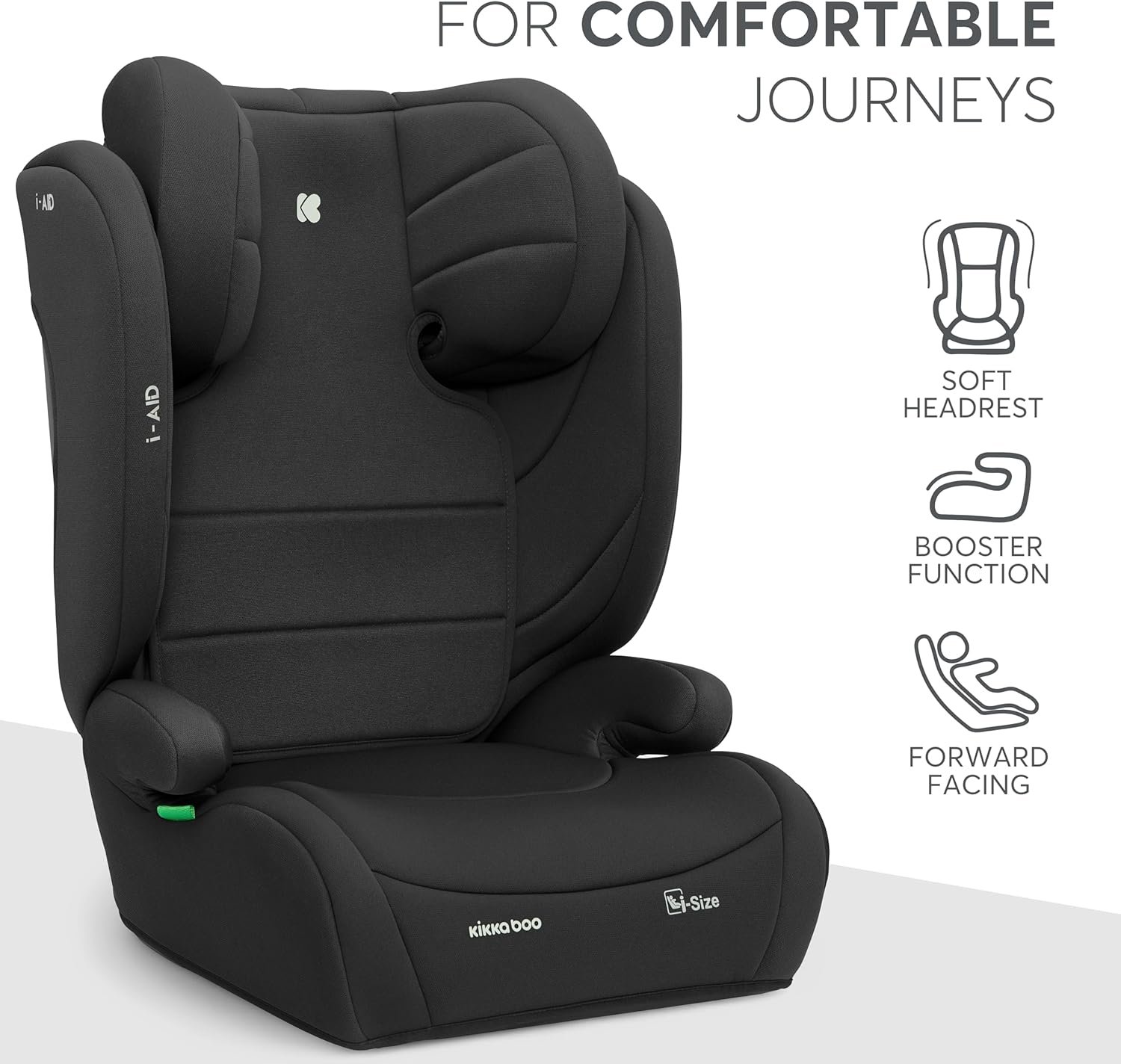 Дитяче автокрісло KikkaBoo i-AID i-Size / 100-150 см / Чорне, фото №3