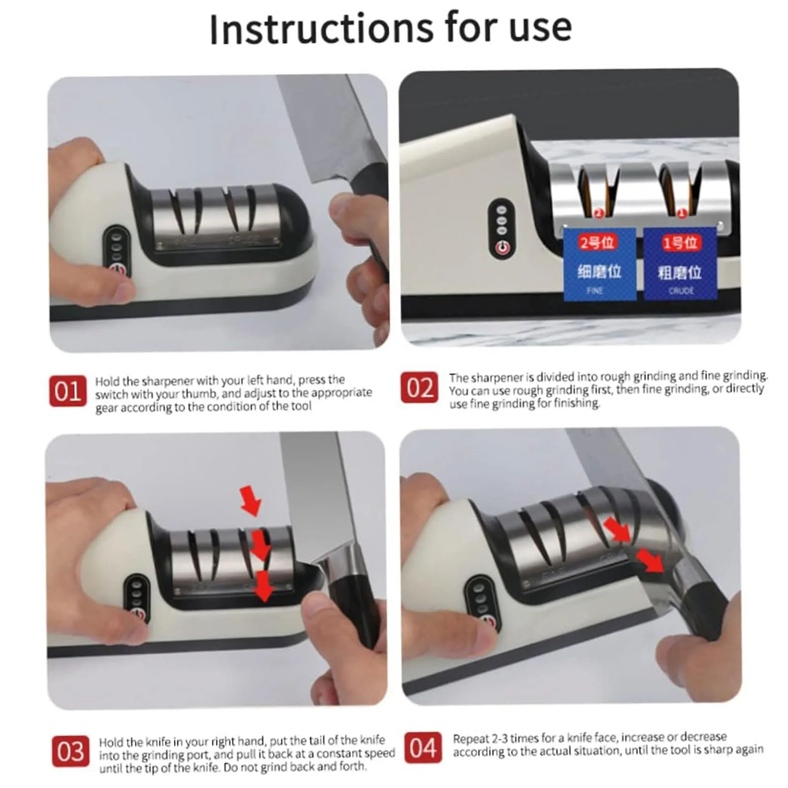 Електрична точилка для ножів 3-ступеневий портативний, фото №8 Електрична точилка для ножів 3-ступеневий портативний, фото №8