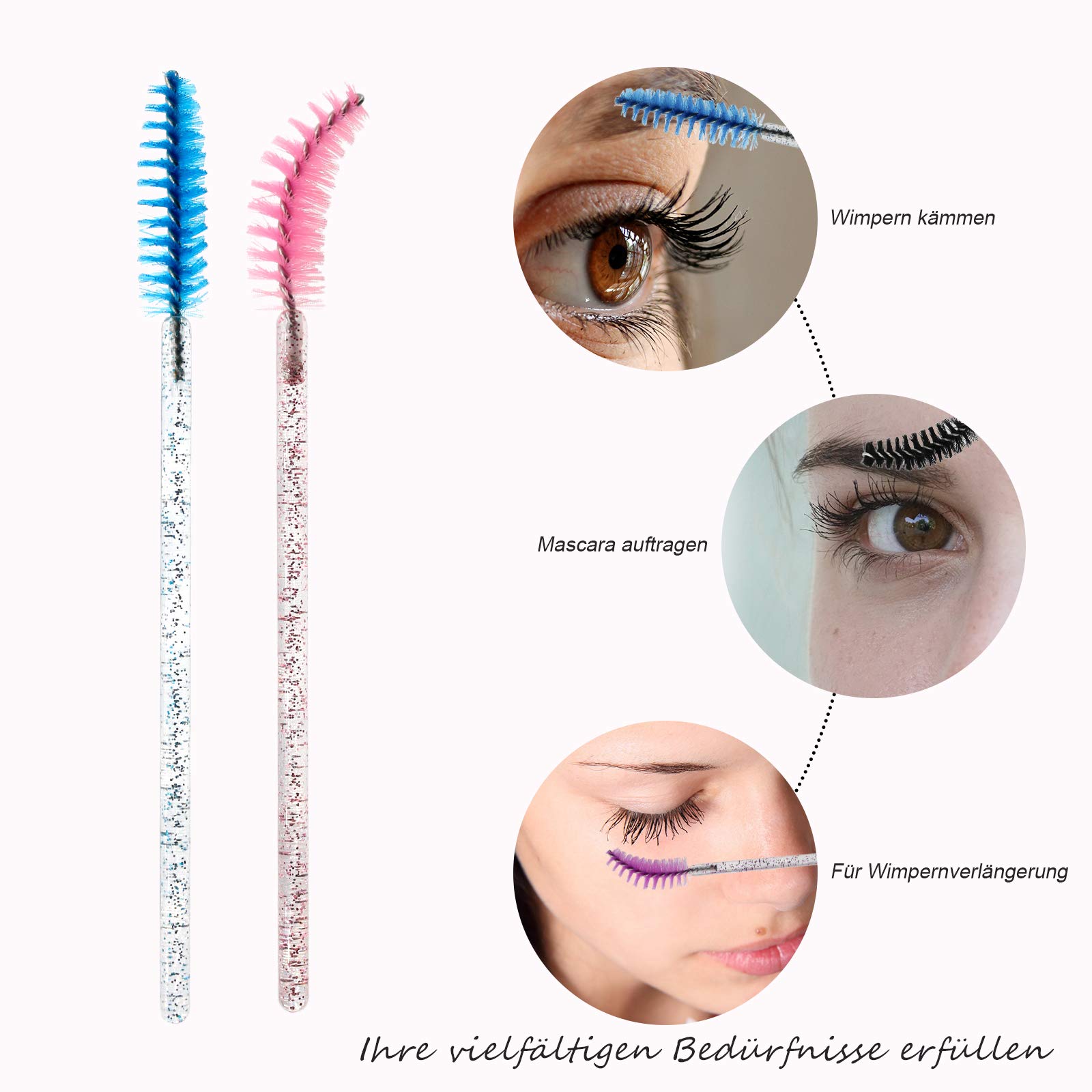 Набір Eyelash Brushes Multi-Colour Пластикова Щітка для Вій 100 Щіток для Вій, 100 мікрощіток, 20 подушечок для очей, 2 стрічки, 50 кілець для клею, фото №4