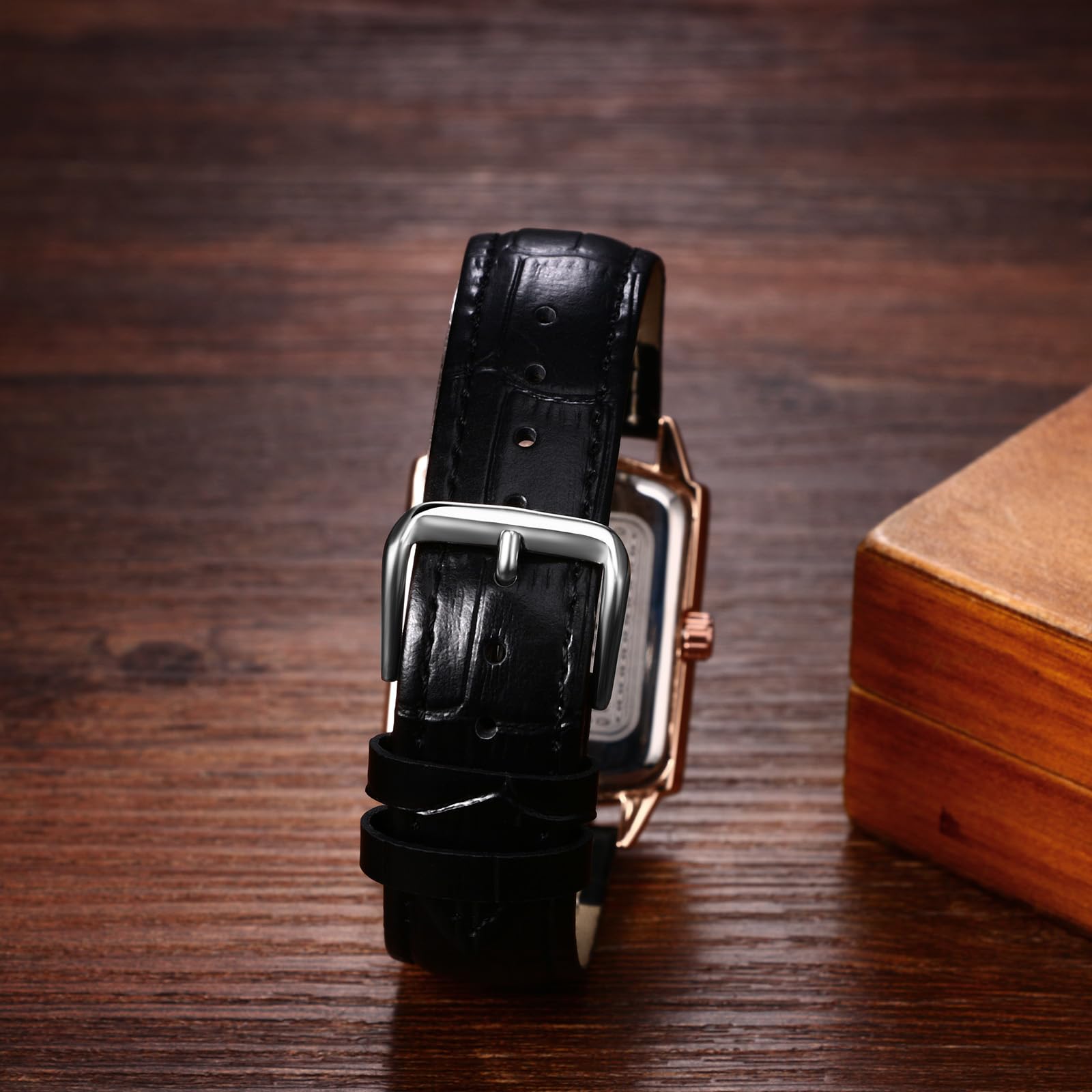 Годинник Avaner Чоловічий Шкіряний Квадратний Корпус Римські Цифри Аналоговий Кварцовий, фото №3