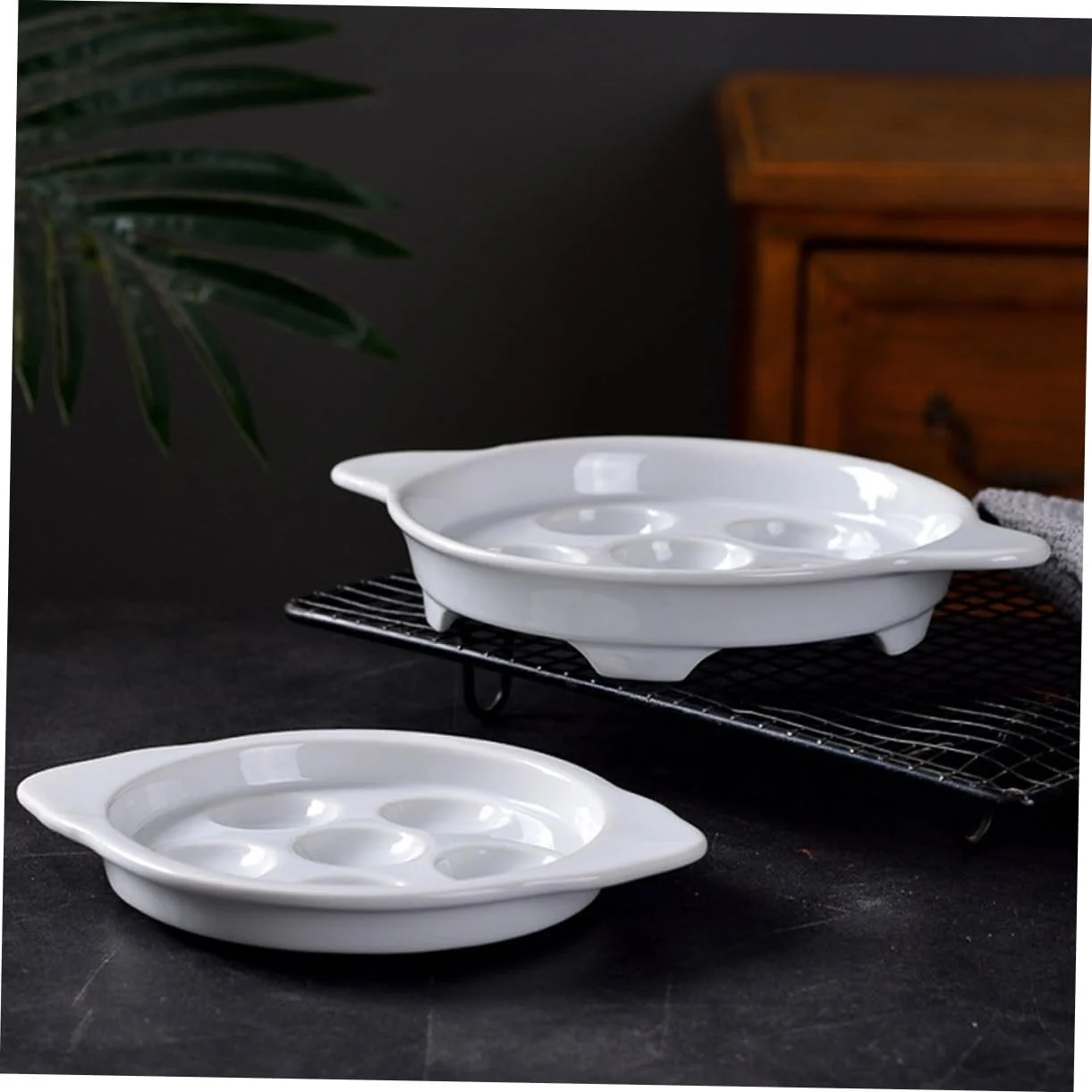 Формы для запекания улиток Gatuida Набор из 2 шт. керамические с ручками для духовки микроволновой печи посудомоечной машины антискользящие, фото №6