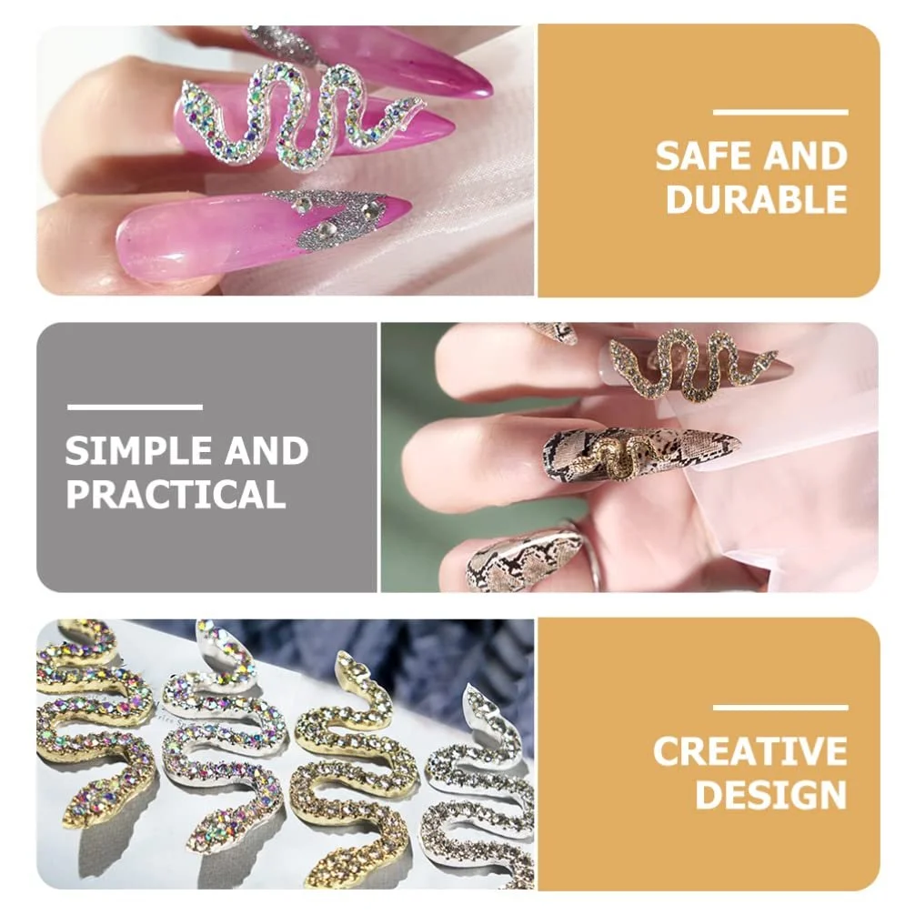 Підвіска для нігтів Lurrose змія зі сплаву 7 шт, підвіска для манікюру, фото №6 Підвіска для нігтів Lurrose змія зі сплаву 7 шт, підвіска для манікюру, фото №6
