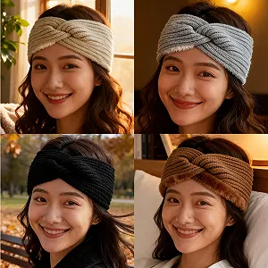 Теплые вязаные повязки для волос с флисовой подкладкой synthetic.ua - Фото 1