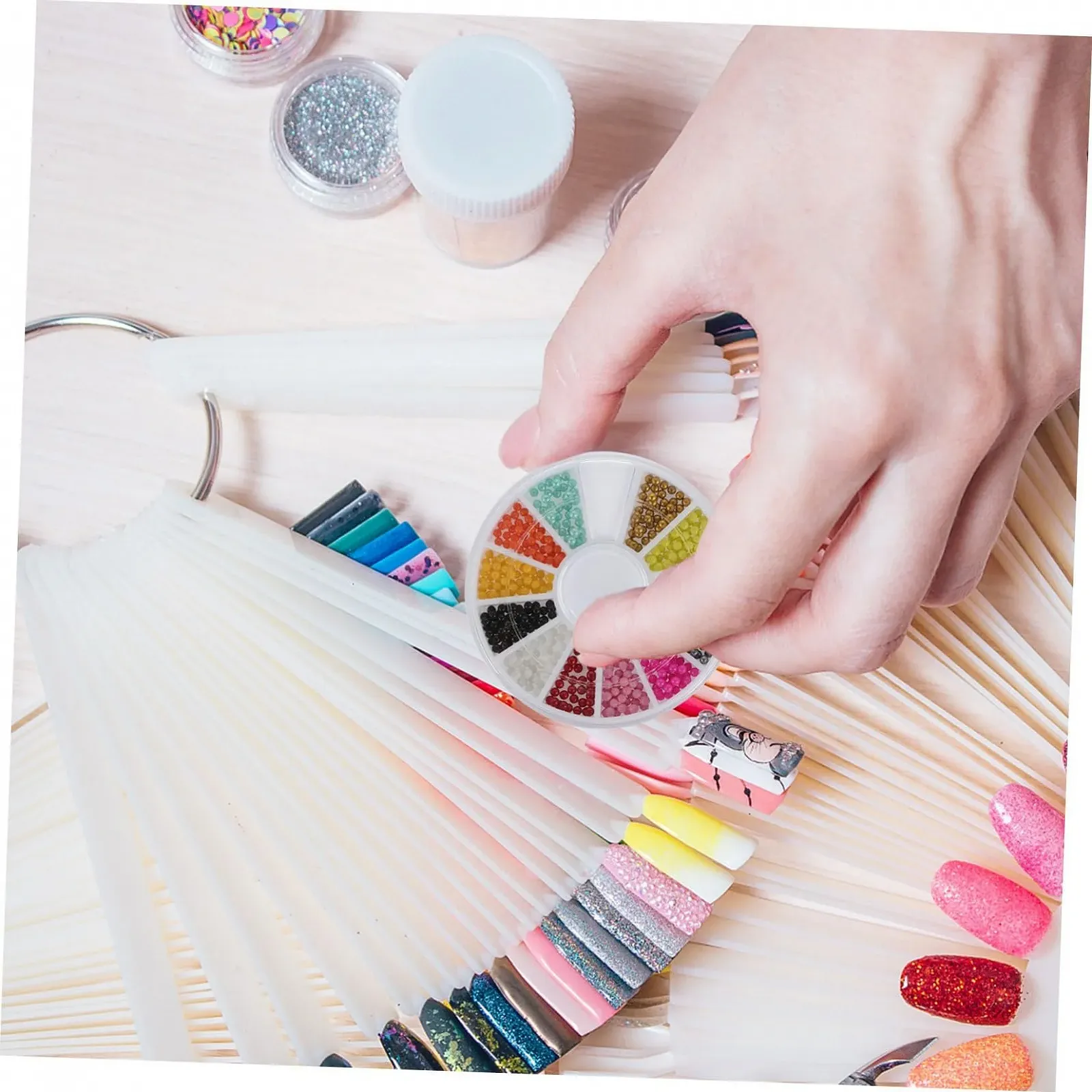 Бисер Healvian 2 коробки, аксессуары для ногтей, блестки, украшения для ногтей, блестки для DIY, дизайн ногтей, блестки для лица, жемчуг для ногтей, капли воды, цветной бисер, пластик, фото №7