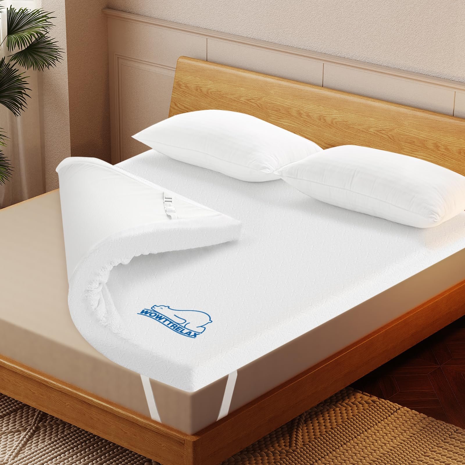 Топпер для матраса wowttrelax Memory Foam Small Double 7 см Orthopaedic Cooling для облегчения болей в спине со стирающимся чехлом, фото №7
