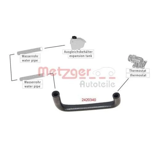 Шланг радіатора METZGER 2420340 CITROËN FIAT PEUGEOT лівий нижній, фото №2