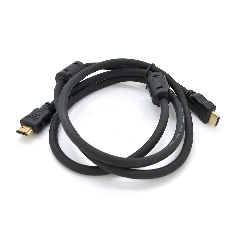 Кабель Ritar Premium PL-HD348 HDMI-HDMI Ultra HD 4K 1080P 1.5m, v1,4, OD-7.3mm, з фільтром круглий Чорний коннектор Gold Box Q150, фото №1